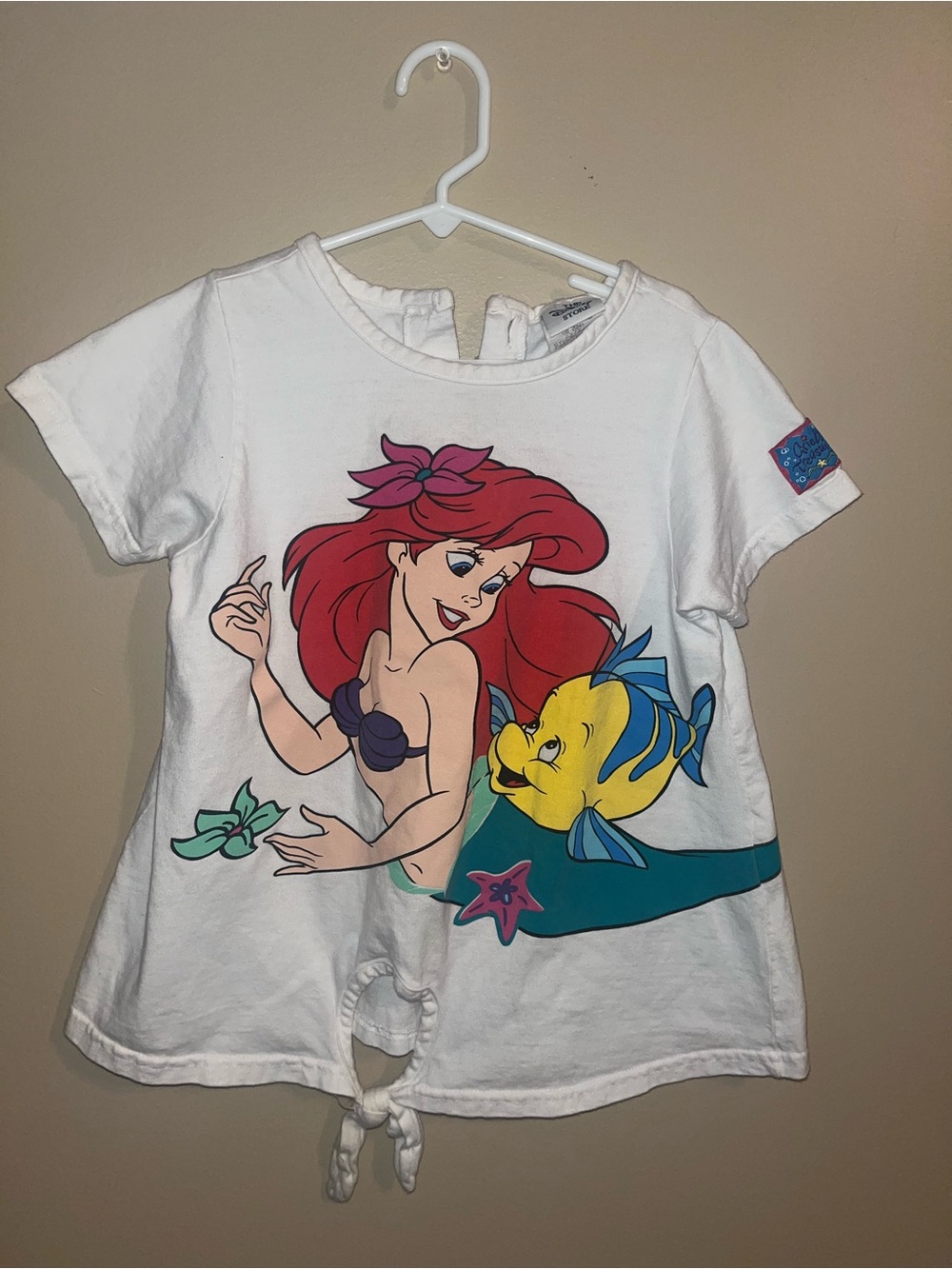 Vintage Ariel The Little Mermaid Disney Store AOP Short Sleeve Shirt Buttons 6/7